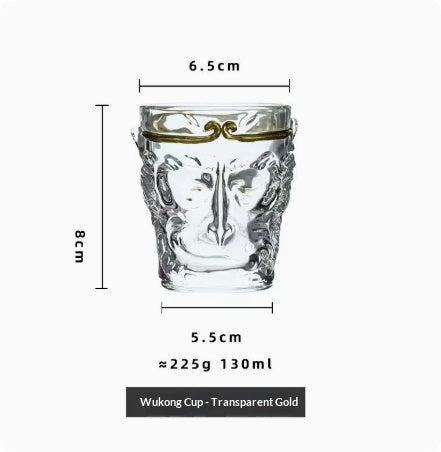 Large Capacity Crystal Glass Tea Cup - 110ml with Gold Hoop & Sun Dasheng Design