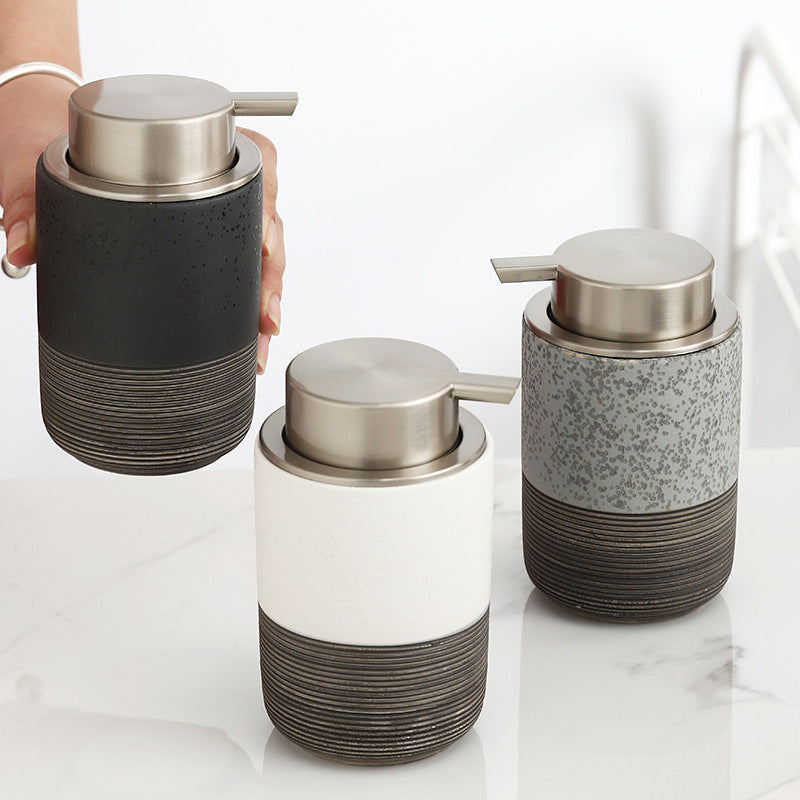 Ceramic Relief Pressed Mousse Bottles for Home & Garden Storage - White, Gray, Black