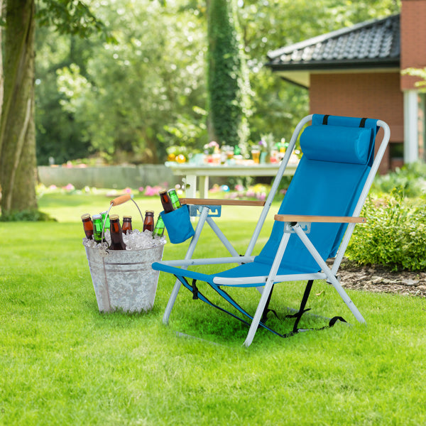 Folding Beach Chair Set of 2 - 4-Position Portable Camping Chairs