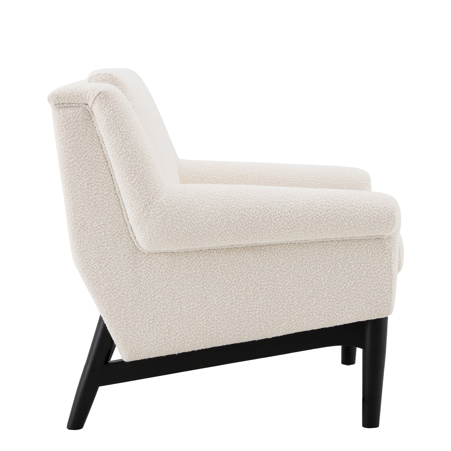 Beige Modern Accent Chair with Flared Arms - Upholstered Lounge Chair