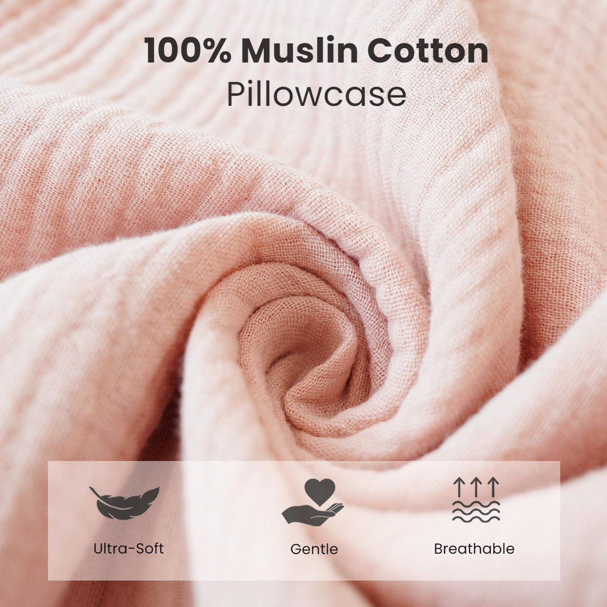 Breathable Cotton Gauze Pillowcase for Children - All Colors & Sizes