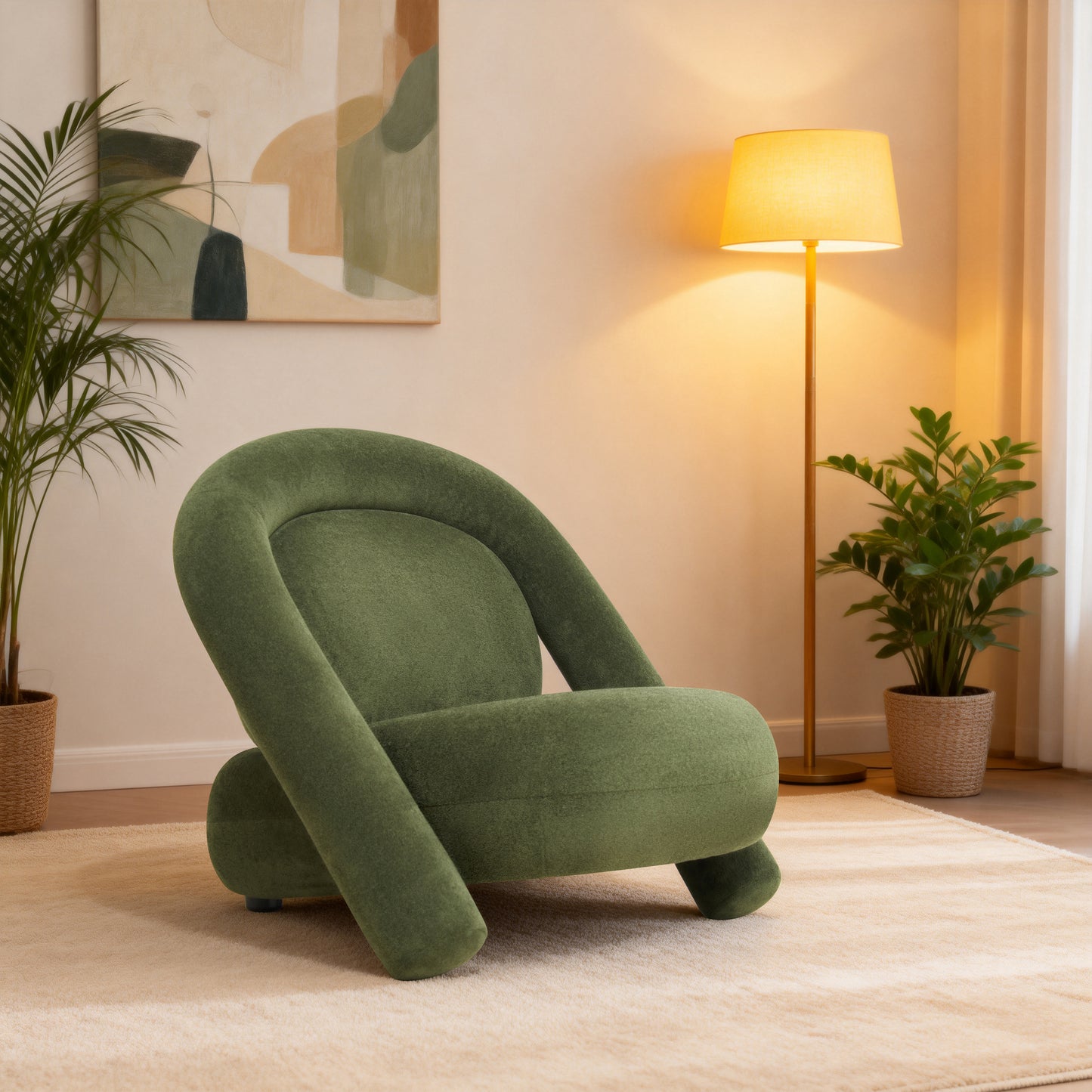 32-Inch Dark Green Velvet Lounge Chair - Modern Accent Chair