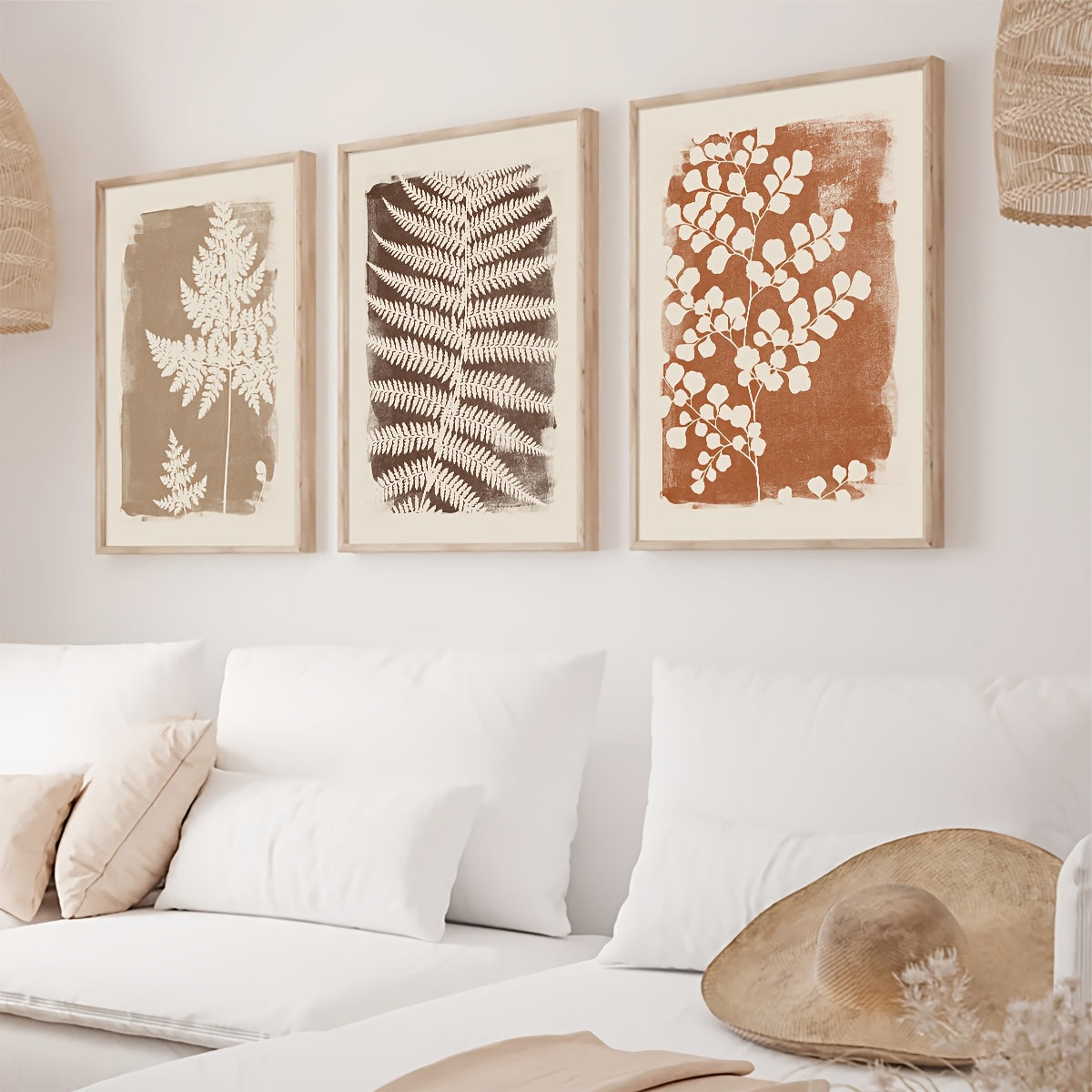 Set of 3 Modern Minimalist Oil Canvas Wall Art - Unframed Decorative Paintings