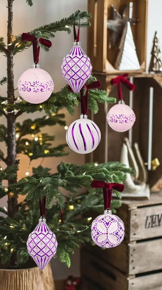 16-Piece Shatterproof Christmas Ball Ornaments Set - Hand-Painted Holiday Decor