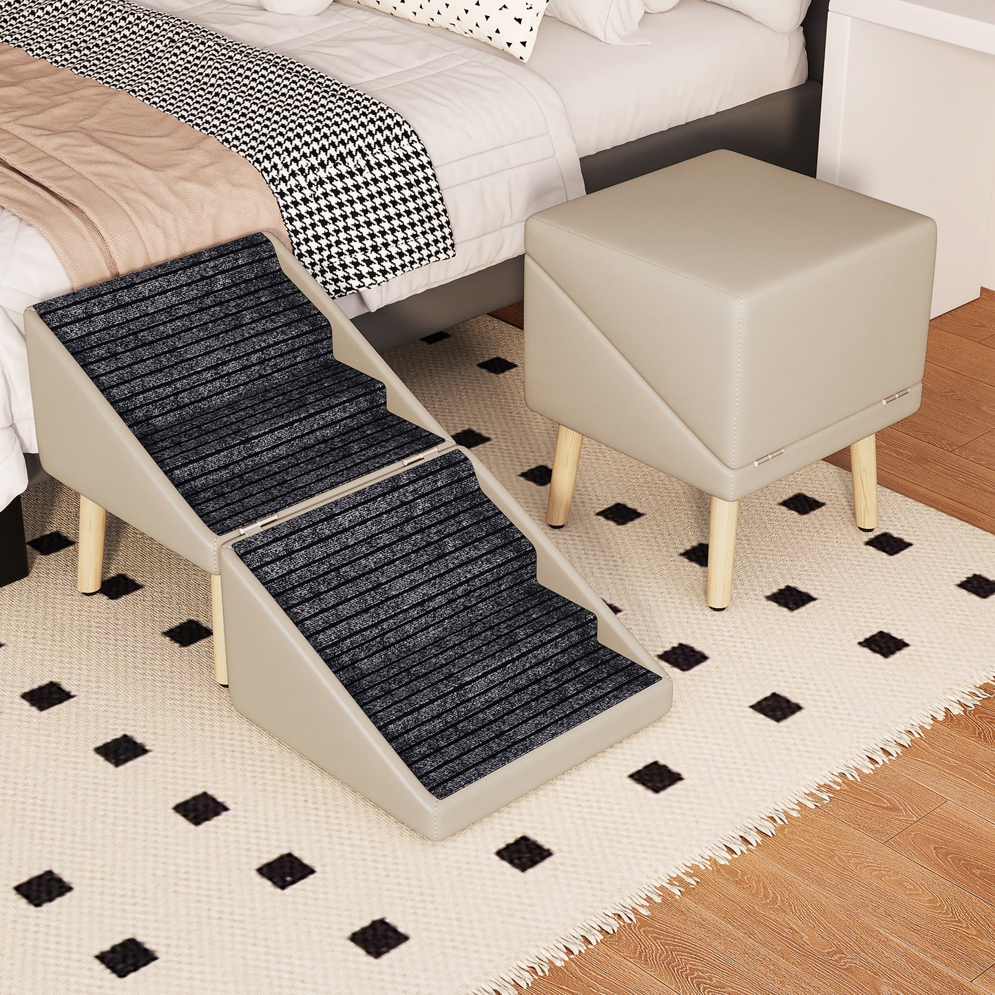 Foldable Wooden Pet Dog Ramp with Non-Slip Surface - 22.83 Inches