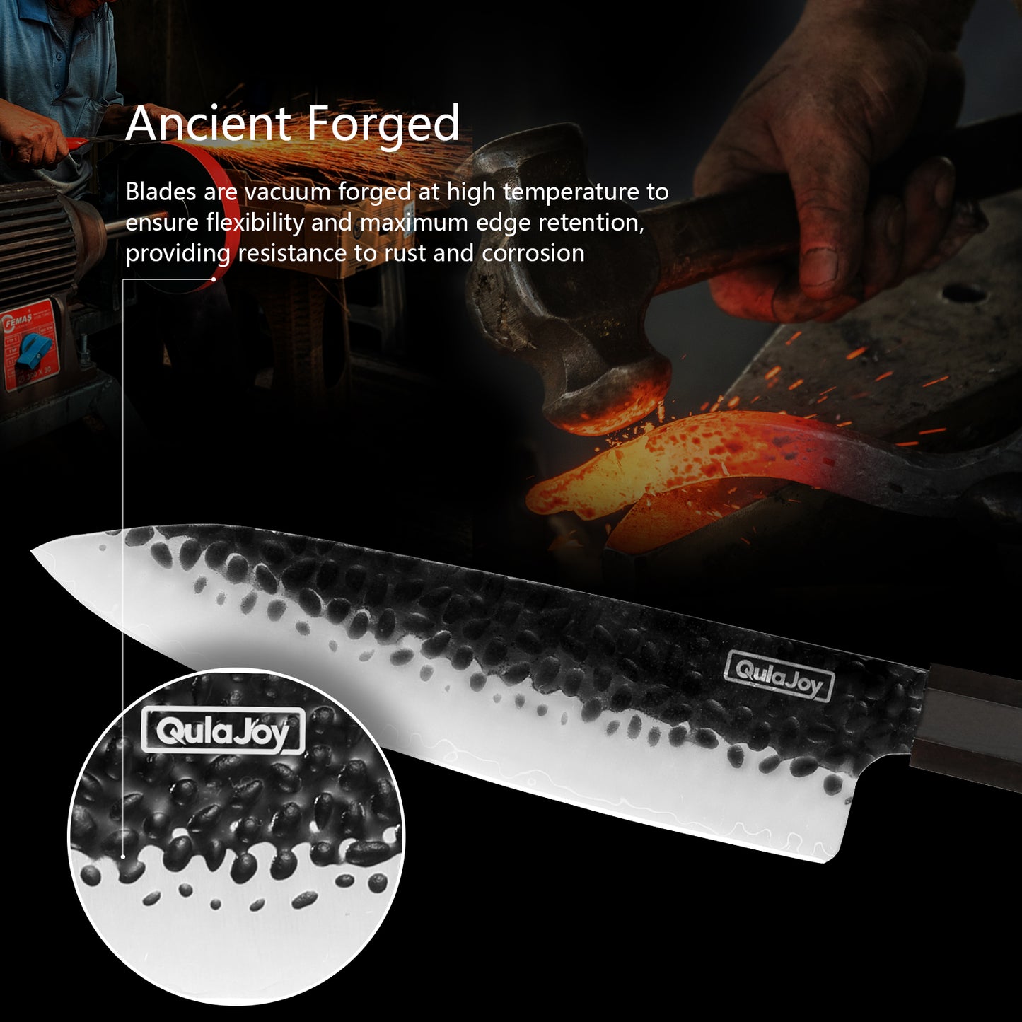 Professional Japanese Santoku Knife - 9Cr18Mov Blade, Rosewood Handle