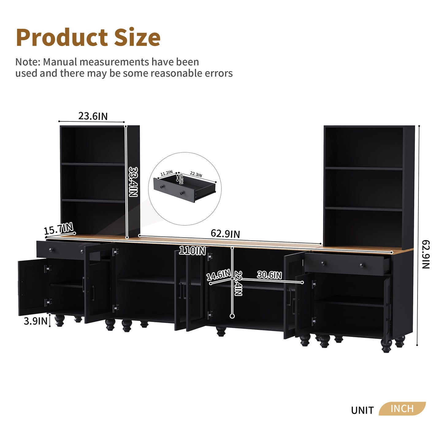 Farmhouse TV Stand with Gourd-Shaped Legs for TVs Up to 70" - Black Natural