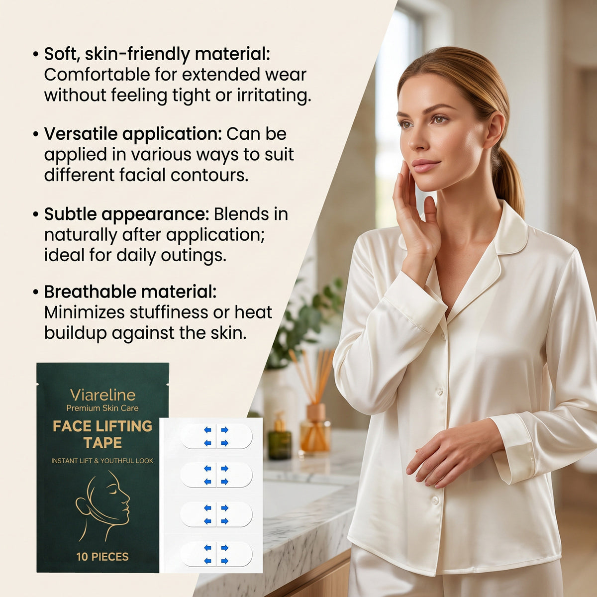 Face Lifting Tape 10PCS Invisible Skin Tightening Adhesive Strips