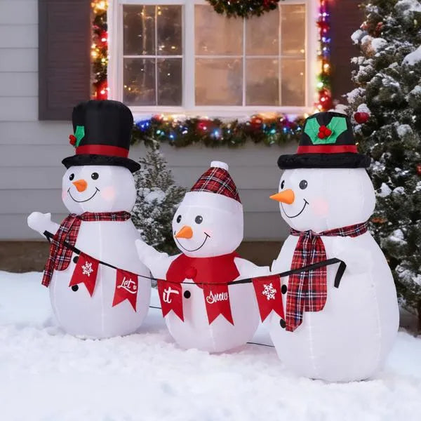 6.2FT Inflatable Snowman Family Decoration with LED Lights