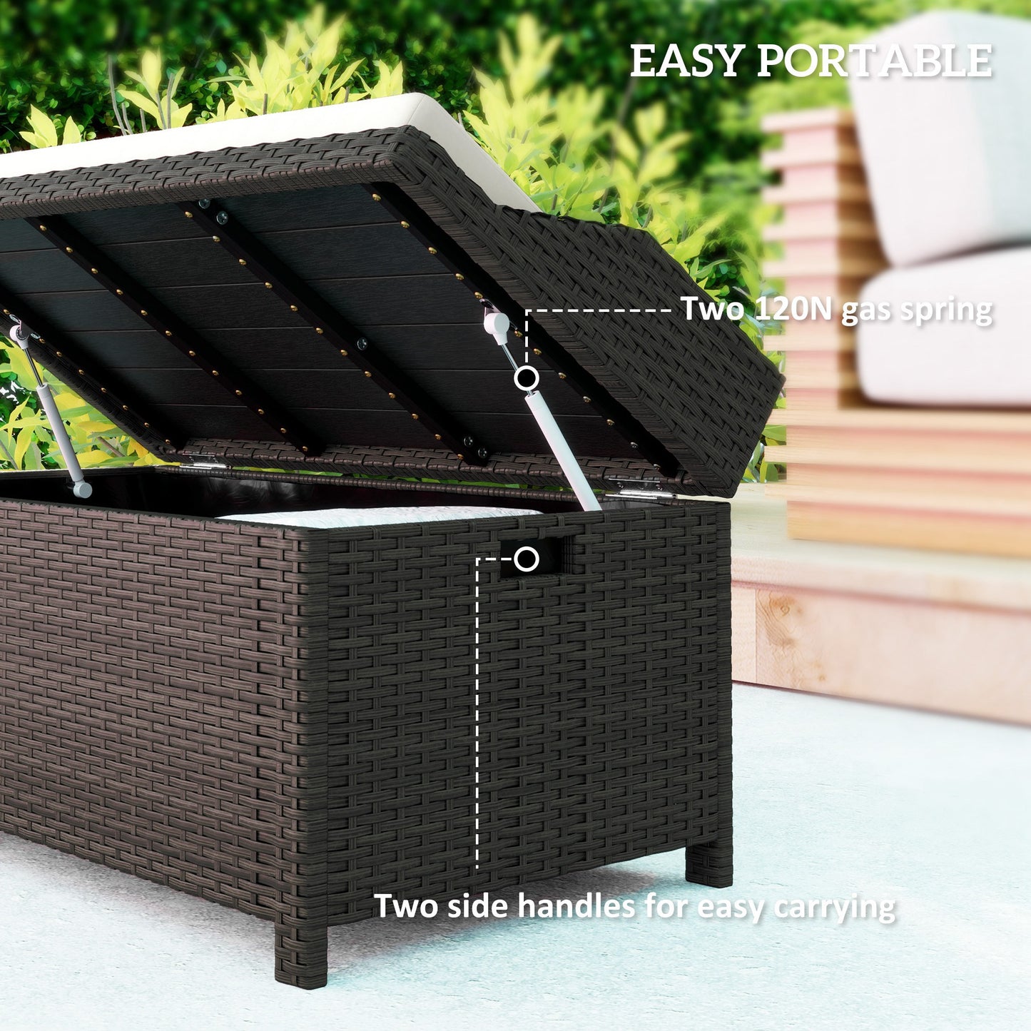 Outdoor Storage Bench with Cushion - Cream White, 2-in-1 Design