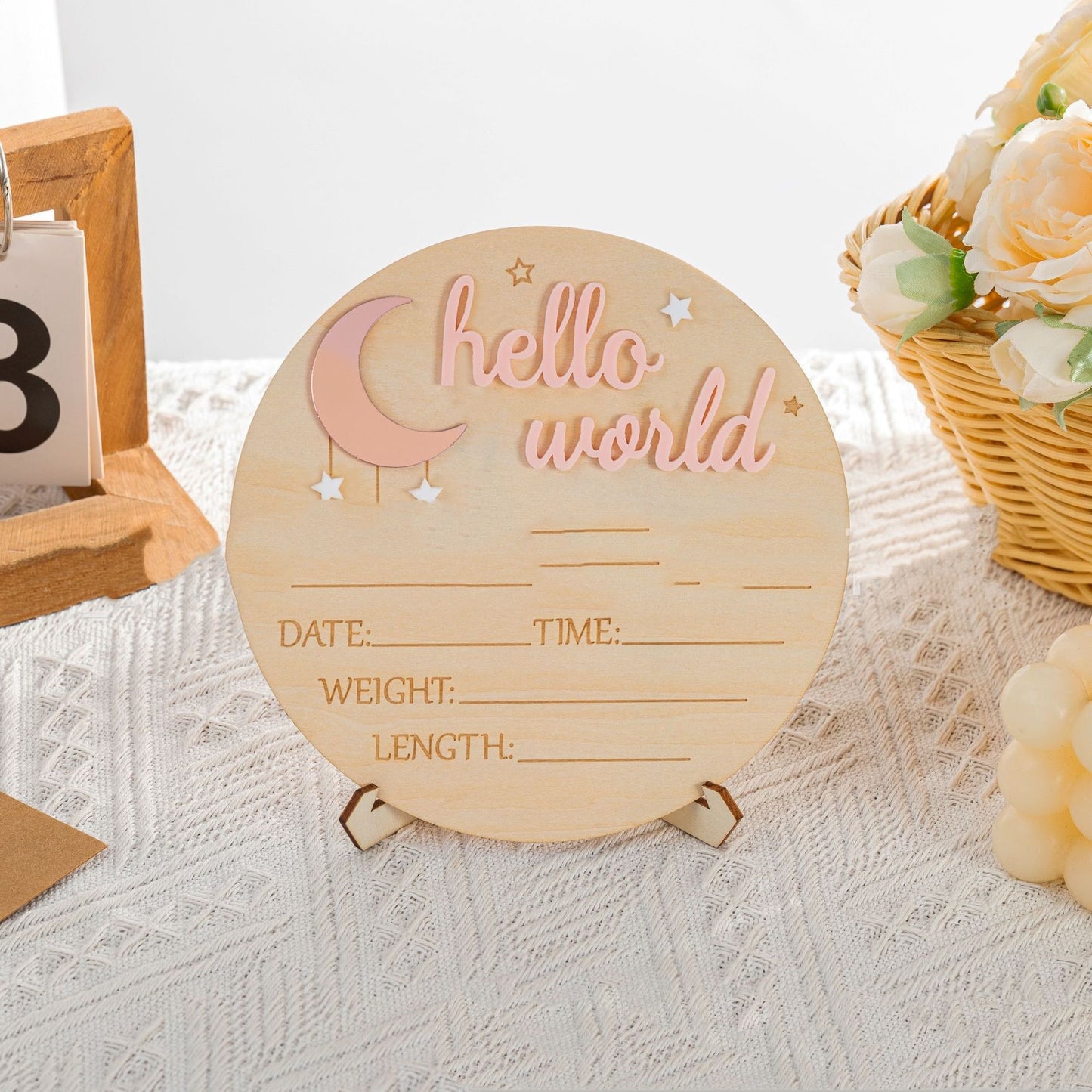 Hello World Baby Photo Props - Wooden Decor for Baby Photos - 15cm