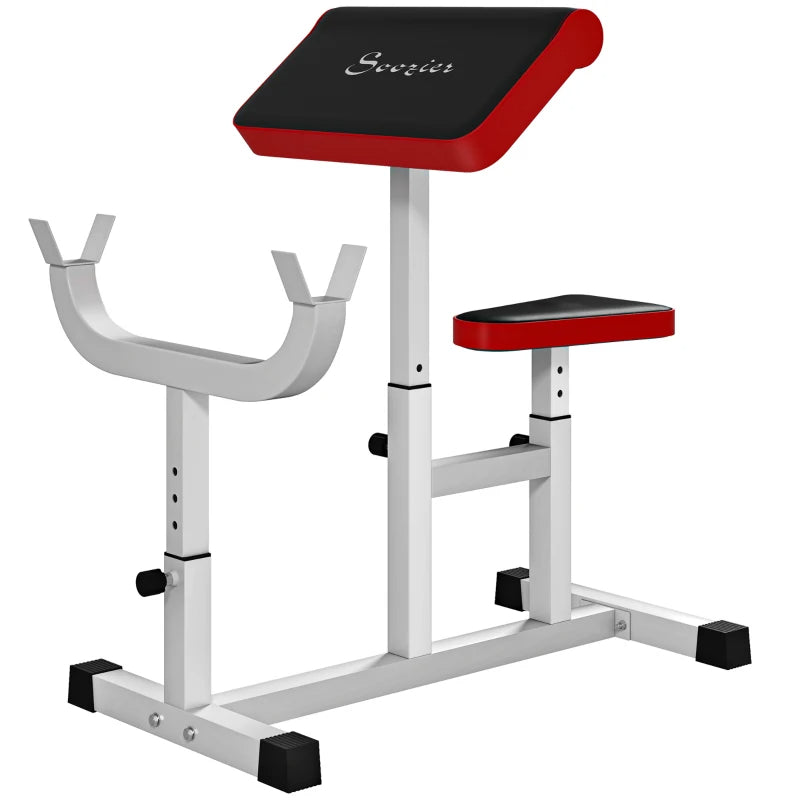 Adjustable Preacher Curl Bench for Bicep Training - White