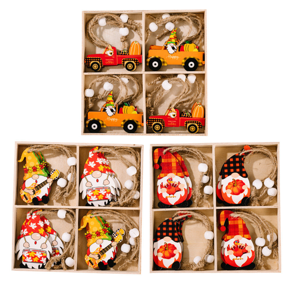 12-Pack Harvest Season Wooden Pendant Decorations - Festive Home & Party Decor