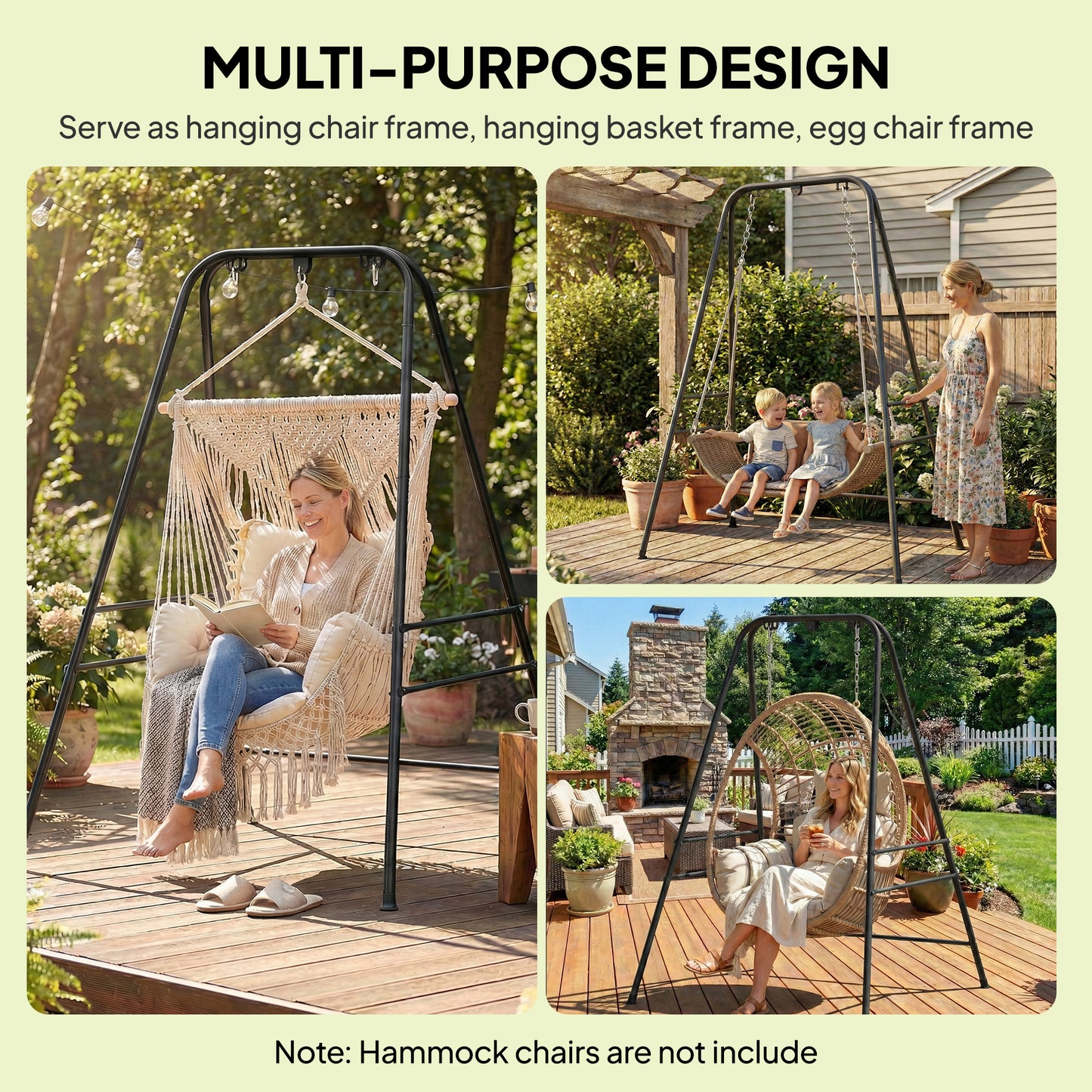 Hammock Chair Stand for Indoor & Outdoor Use - Black