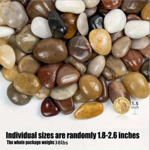 38lbs Polished River Rocks - 2-3 Inch Decorative Pebbles for Garden
