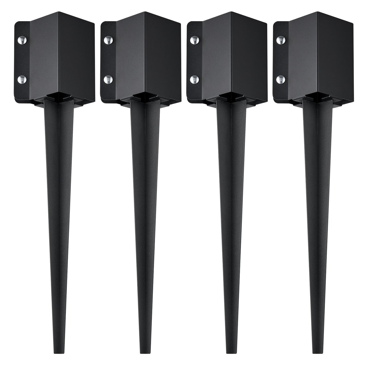 Fence Post Ground Spike Anchor 4 Pack - 24x4x4 Inches Metal Post Stake for Garden Deck Mailbox
