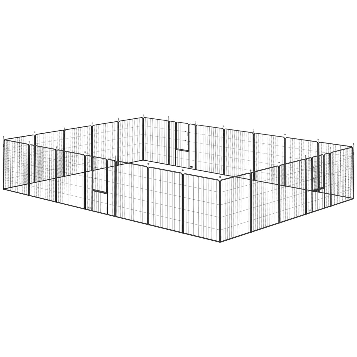Dog Playpen with Lockable Doors - 24 Panels Indoor Outdoor Exercise Fence, Gray