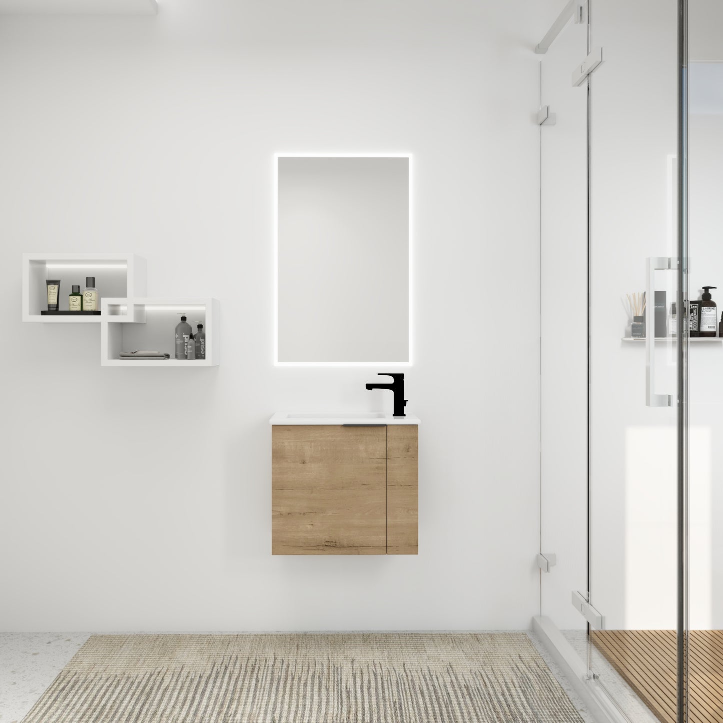 Bathroom Vanity With Sink 22 Inch For Small Bathroom,Floating Soft