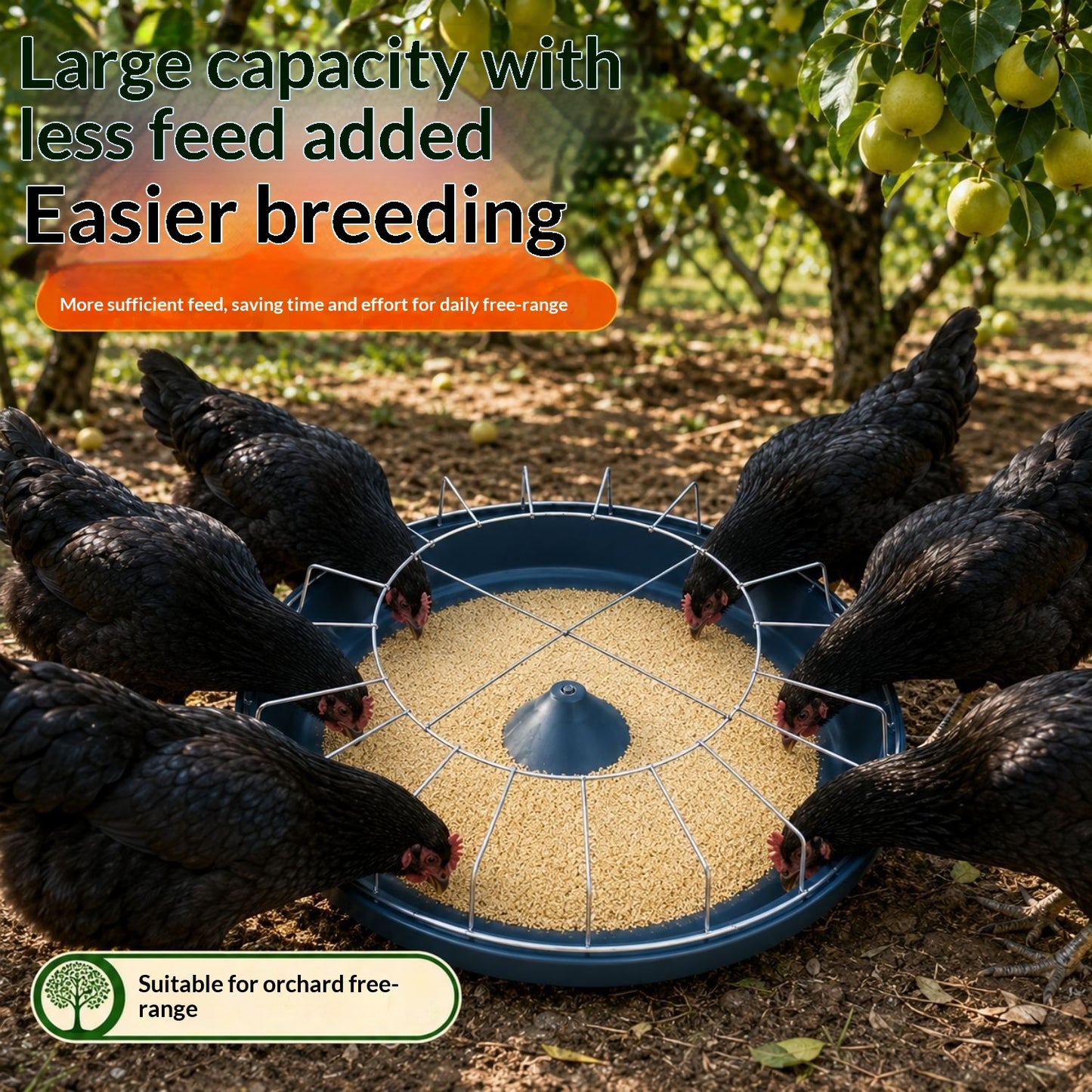 Poultry Feeding Trough - Thickened Plastic Circular Feeder for Chickens Ducks Geese