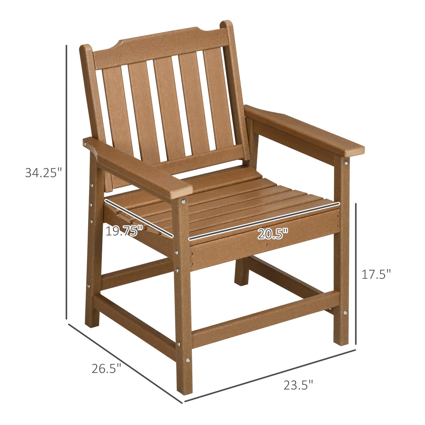 HDPE Outdoor Dining Chair - Heavy Duty, Water-Resistant, Brown
