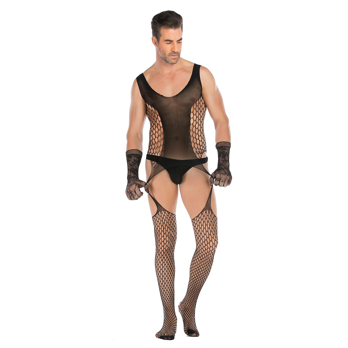 High Stretch Jacquard Lace Gloves Set for Women and Men - 2pcs