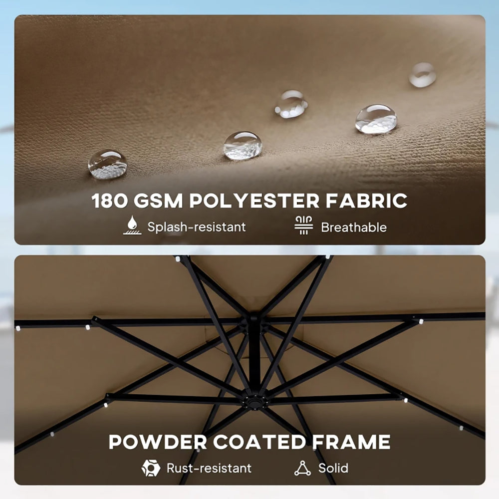 10 Ft Offset Patio Umbrella with LED Light & Cover - Multiple Colors