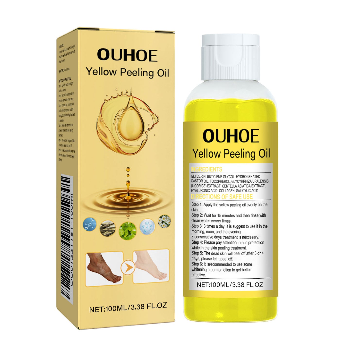 Yellow Exfoliating Oil for Body - Hydrating & Brightening Skin Care 100ml