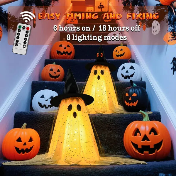 Halloween Ghost String Lights with Remote Control - 2 Packs