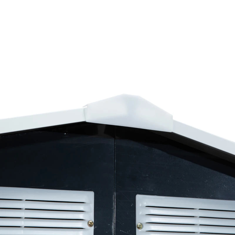 7x4 ft Metal Outdoor Garden Shed with Sliding Doors & Ventilation - Dark Gray