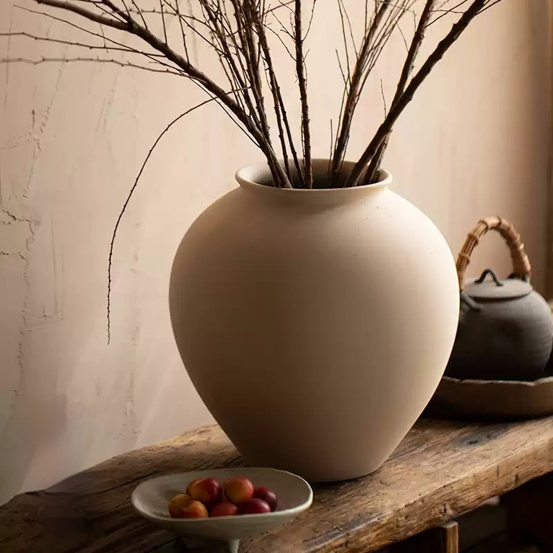 White Ceramic Flower Vase Modern Minimalist Home Decor 30x27x13cm