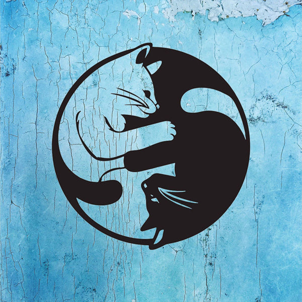 Yin Yang Cat Silhouette Wall Art - Aluminum Home Decor