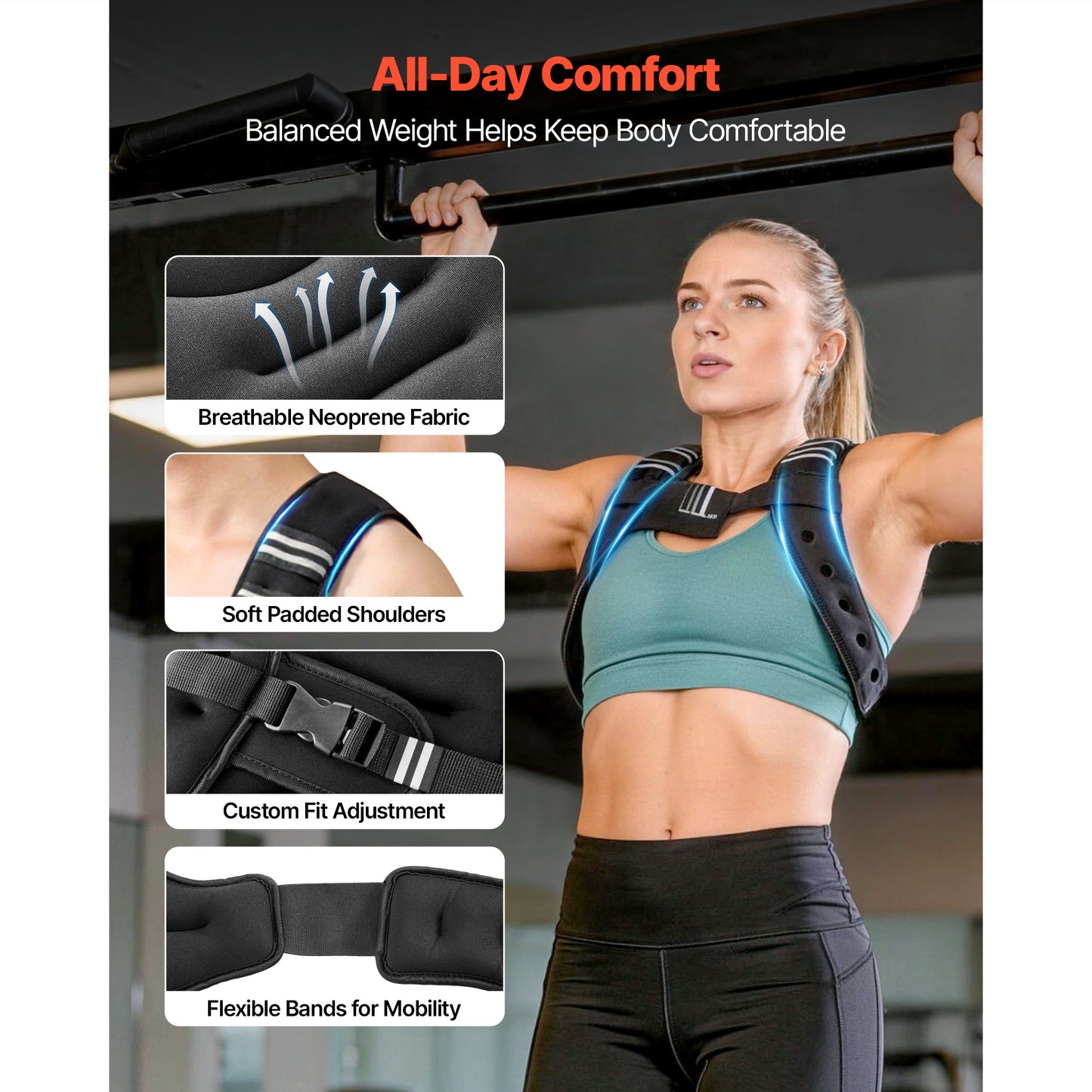 Weighted Vest 10 Lbs for Strength Training & Weight Loss - Adjustable Reflective Workout Equipment