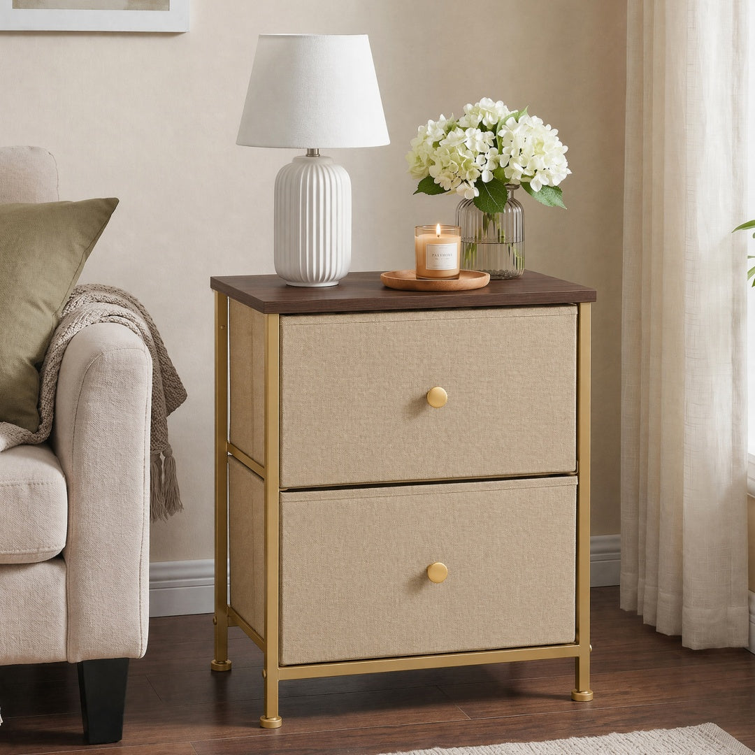 Double Drawer Bedside Table - Versatile Storage for Bedrooms & Living Rooms