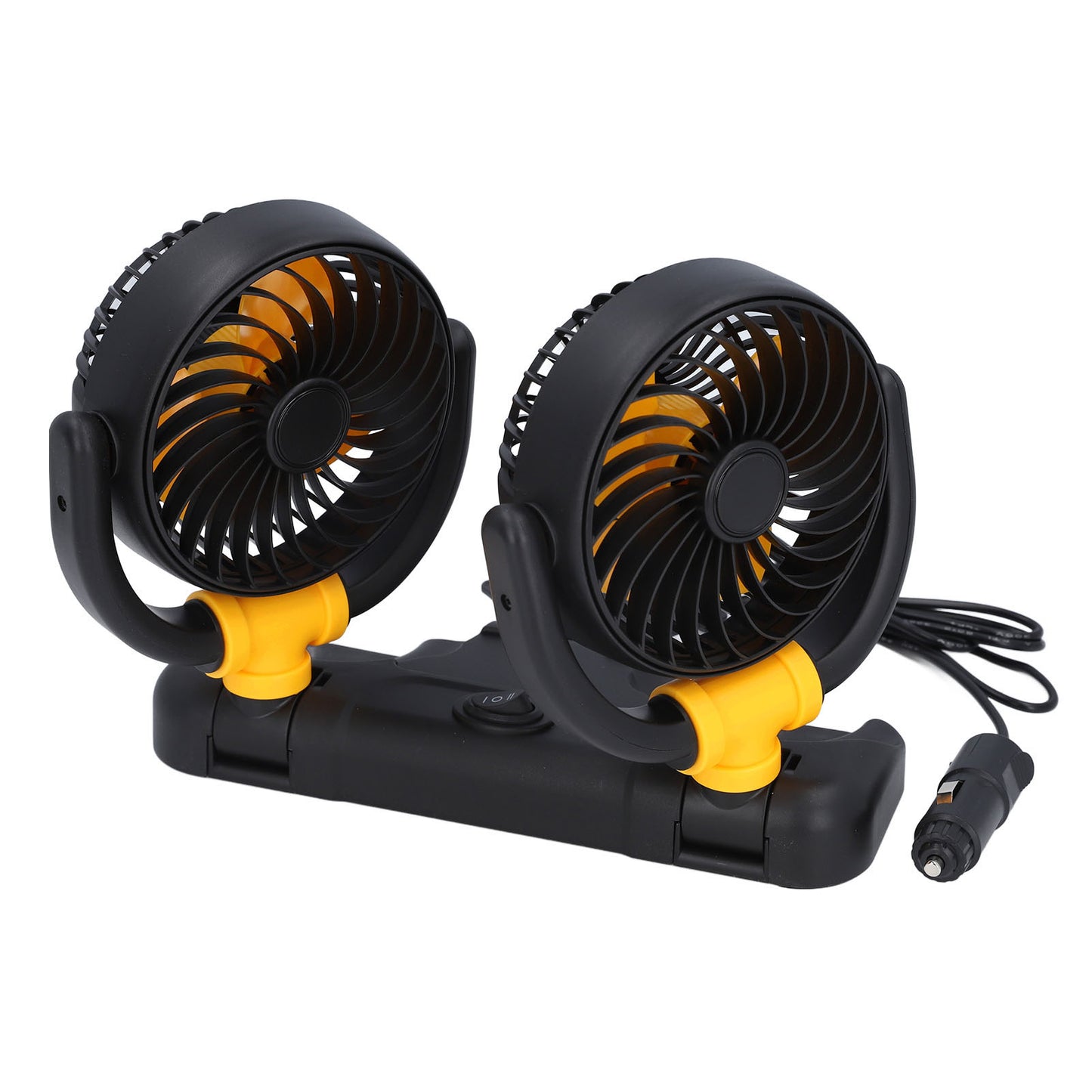 Dual Head Car Fan with 360° Rotation and 2 Speed Settings - DC12V