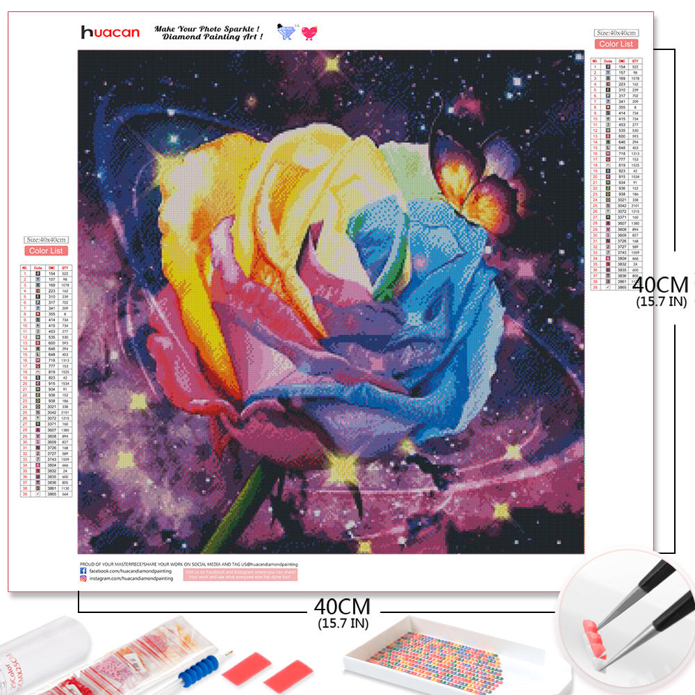 5D DIY Diamond Painting Kit Rose Mosaic - Round & Square Styles, 25x25cm to 50x50cm