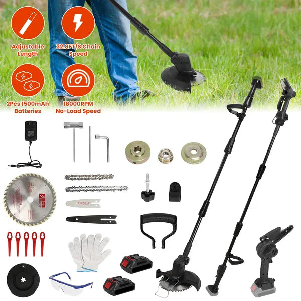 Cordless 3-in-1 Electric Pole Saw, Chainsaw & Trimmer Kit