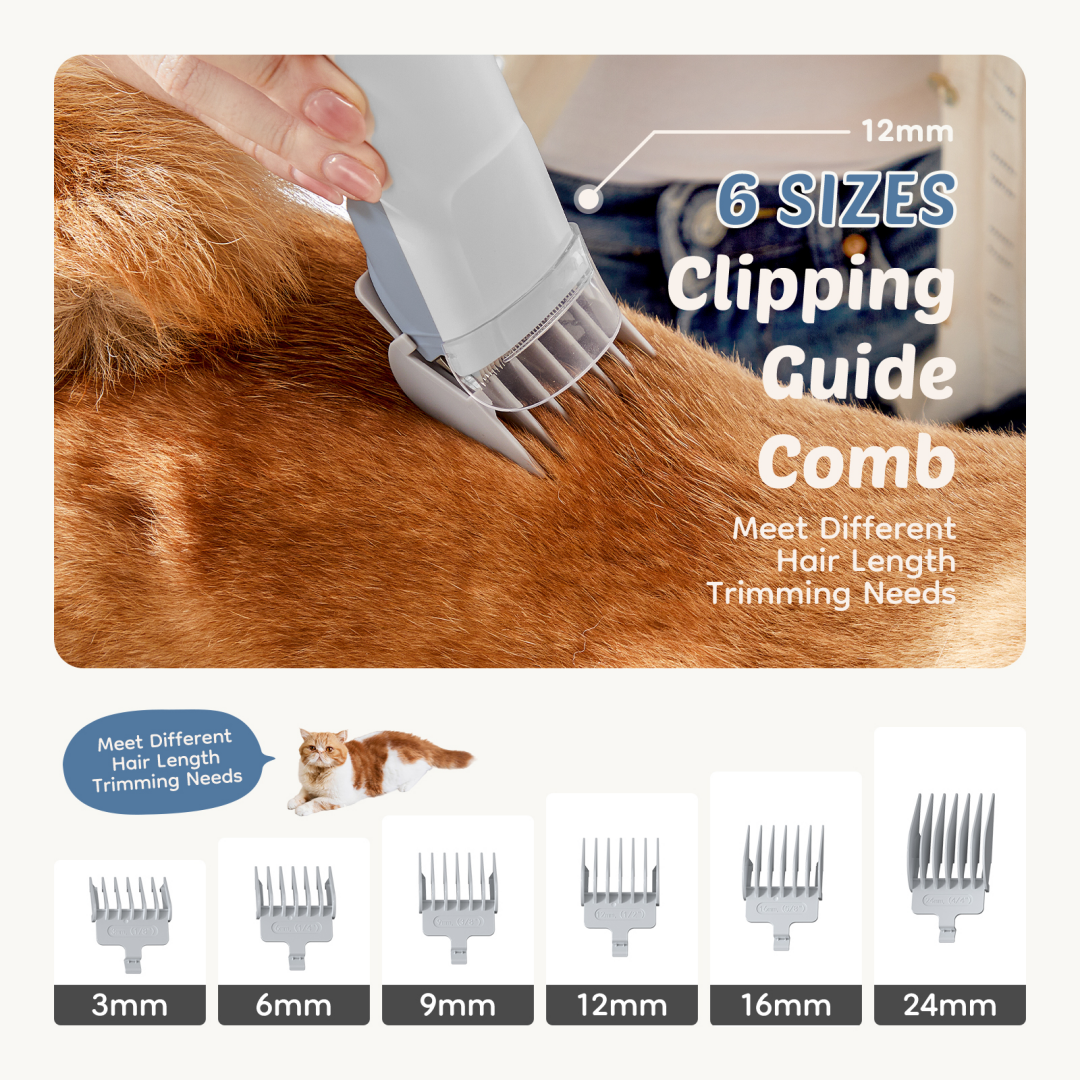 Cordless Pet Hair Clippers with 2.5L Dust Cup & 3 Suction Modes for Grooming