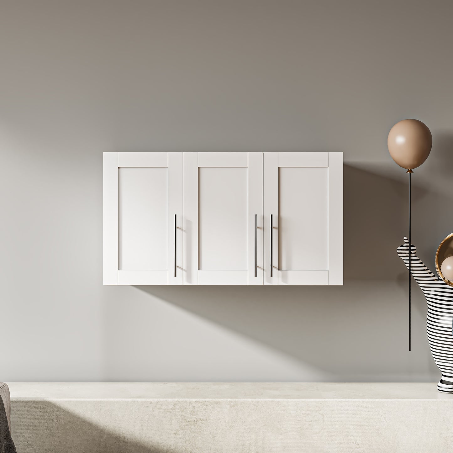 Stackable Wall Mounted Storage Cabinet - 15.75" D x 35.43" W x 19.69" H - White