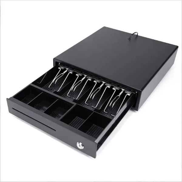 Electric Cash Drawer with Coin and Banknote Tray - Space-Saving Metal Safe