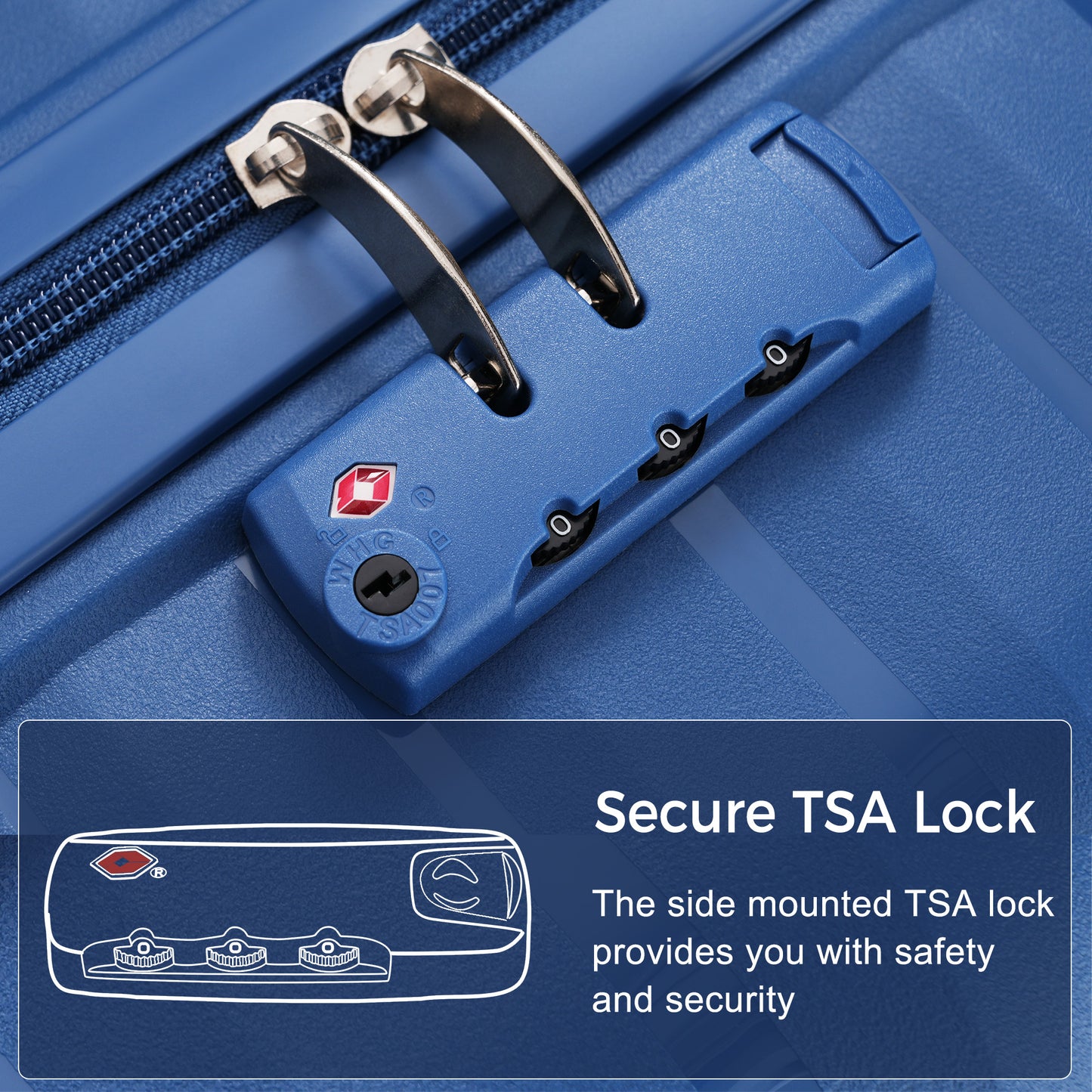 Premium 3-Piece Travel Luggage Set with TSA Locks - Blue