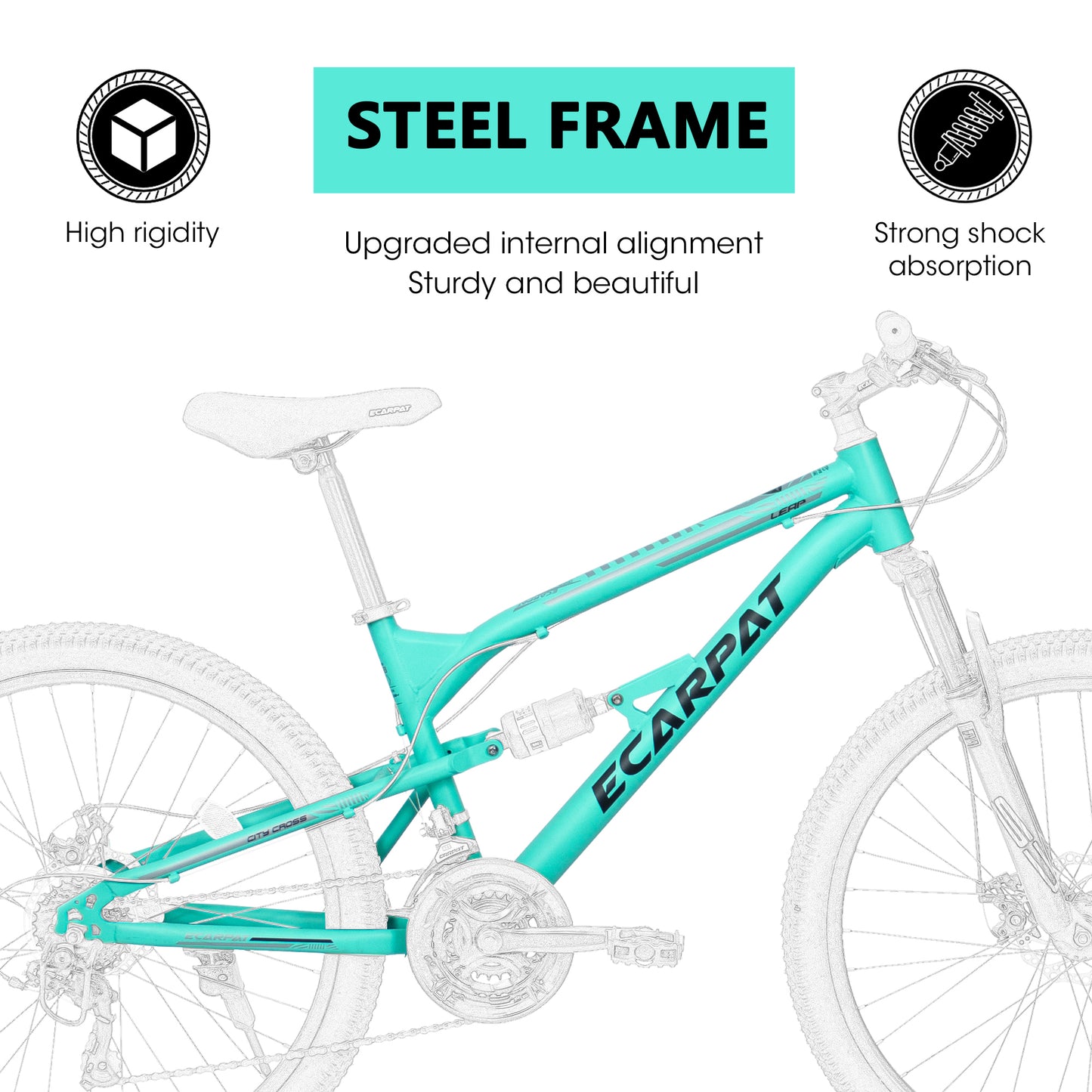 26-Inch Blue Steel Frame Mountain Bike with Shock Absorber