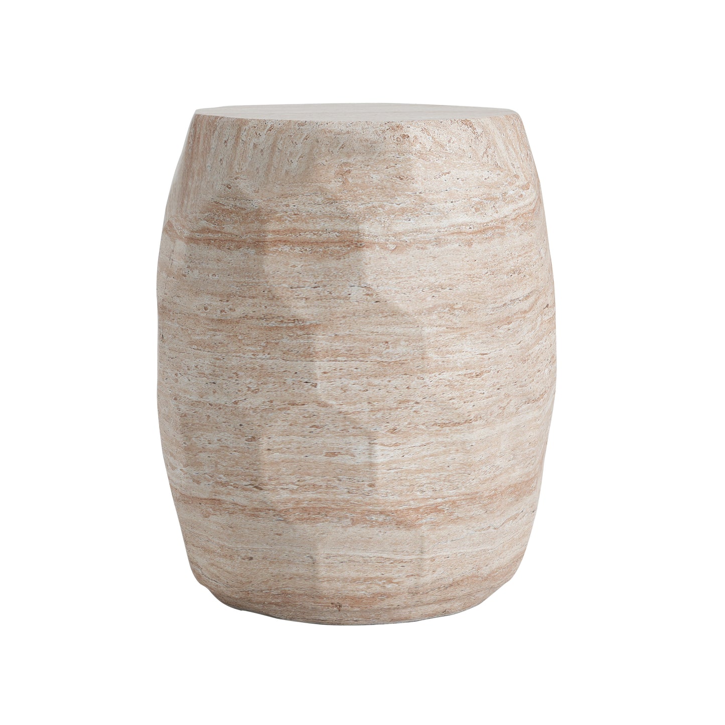 Lightweight Concrete Side Table with Travertine Finish - Beige
