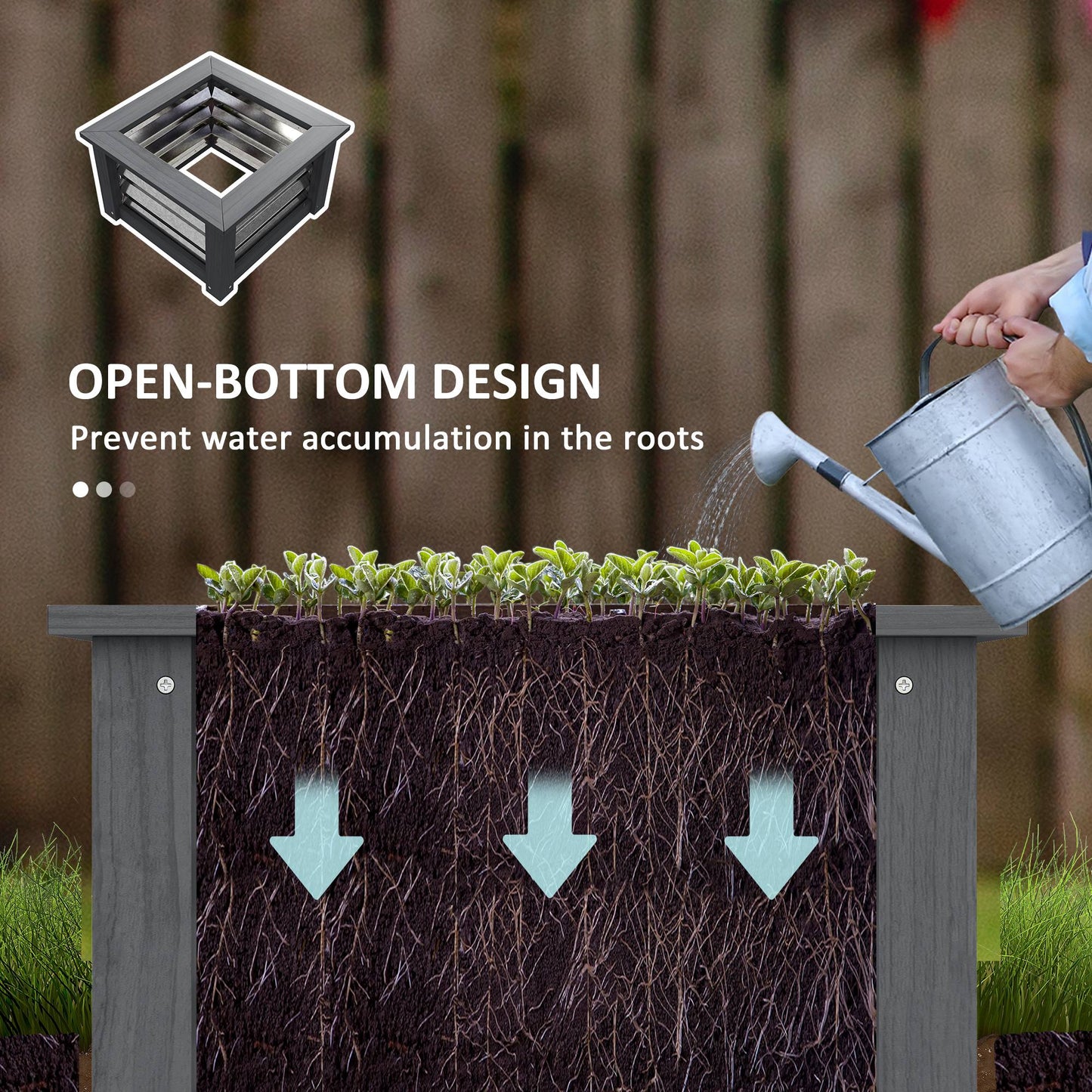 Wooden Raised Garden Bed with Trellis - Elevated Planter Box for Vegetables & Climbing Plants, Gray 550x330x135 mm