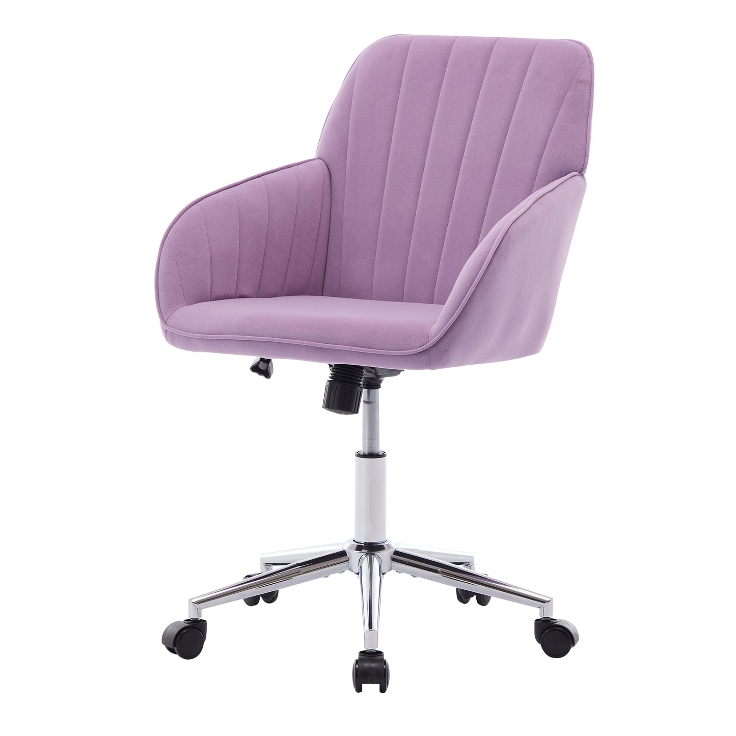 Ergonomic Adjustable Office Chair - Lilac Velvet Swivel Seat