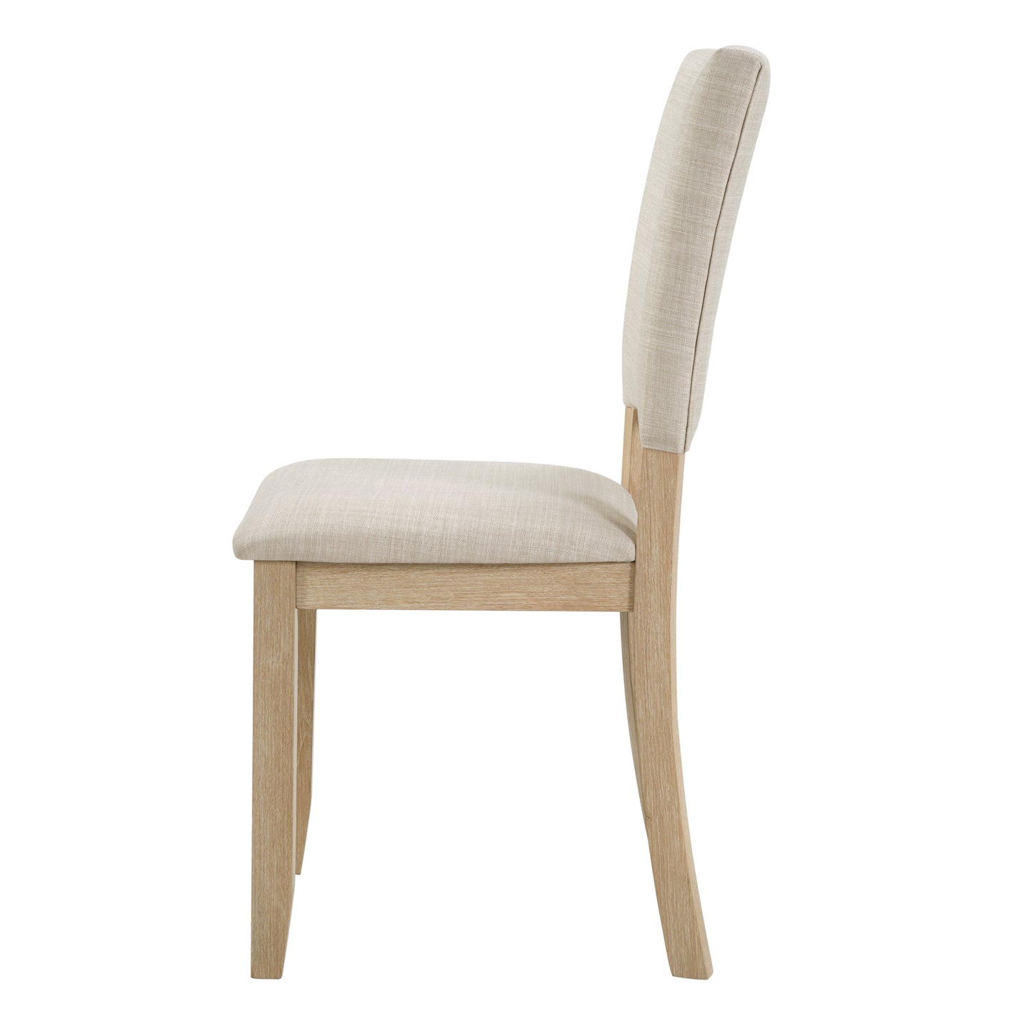 Modern Minimalist Dining Chairs Set of 4 with Padded Seat - Light Oak & Beige