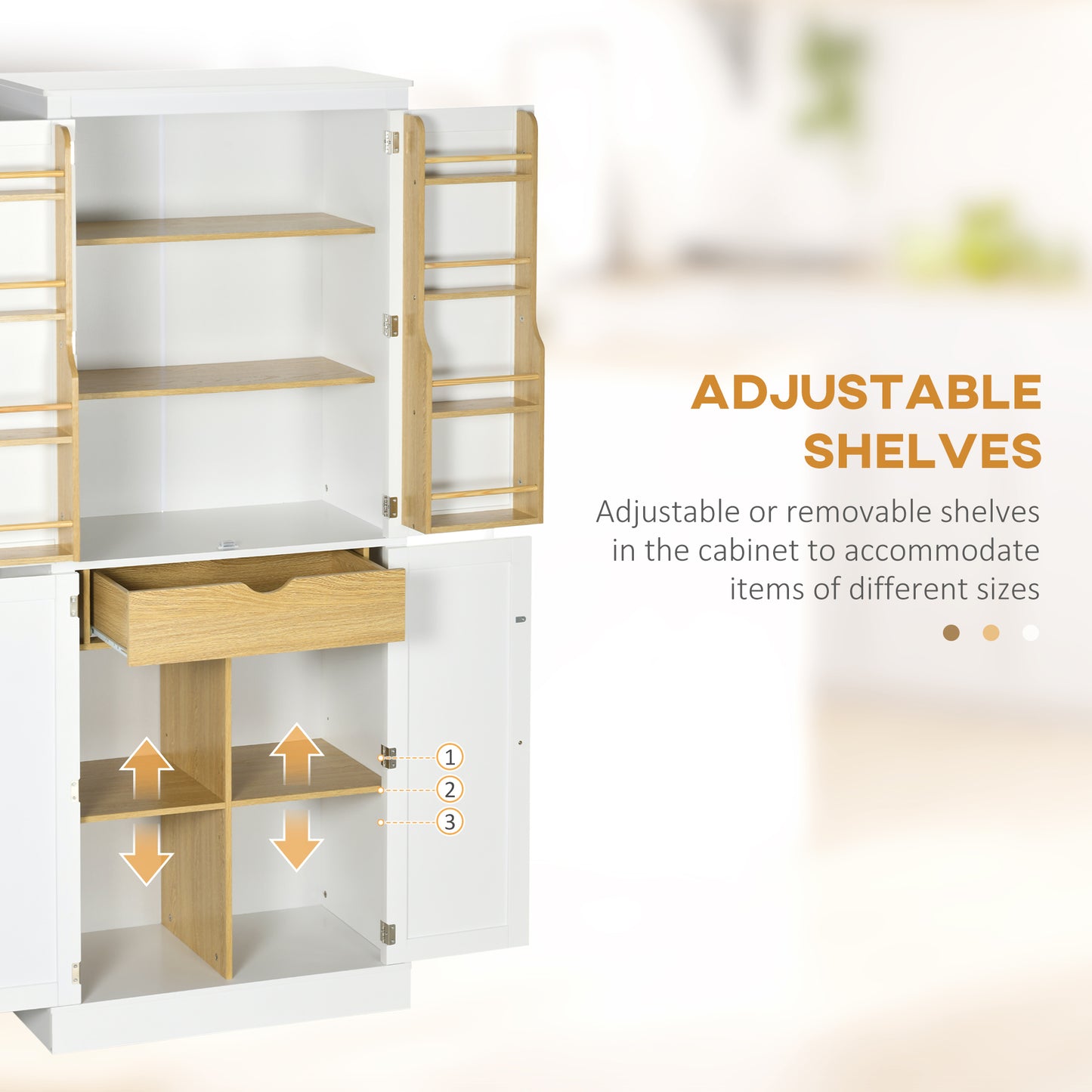72-Inch Modern Kitchen Pantry Storage Cabinet with 5-Tier Shelving