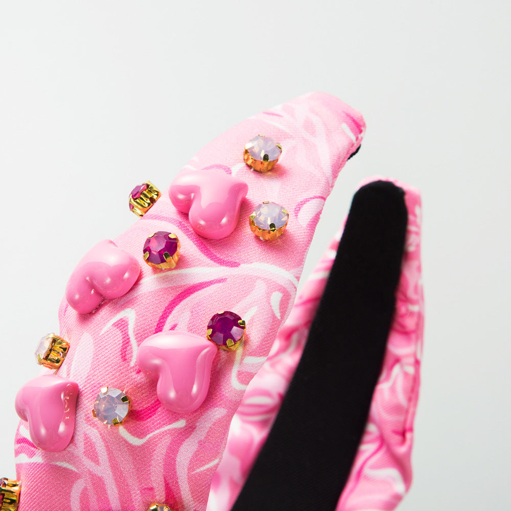 Gem-Inlaid Valentine's Day Headband for Women