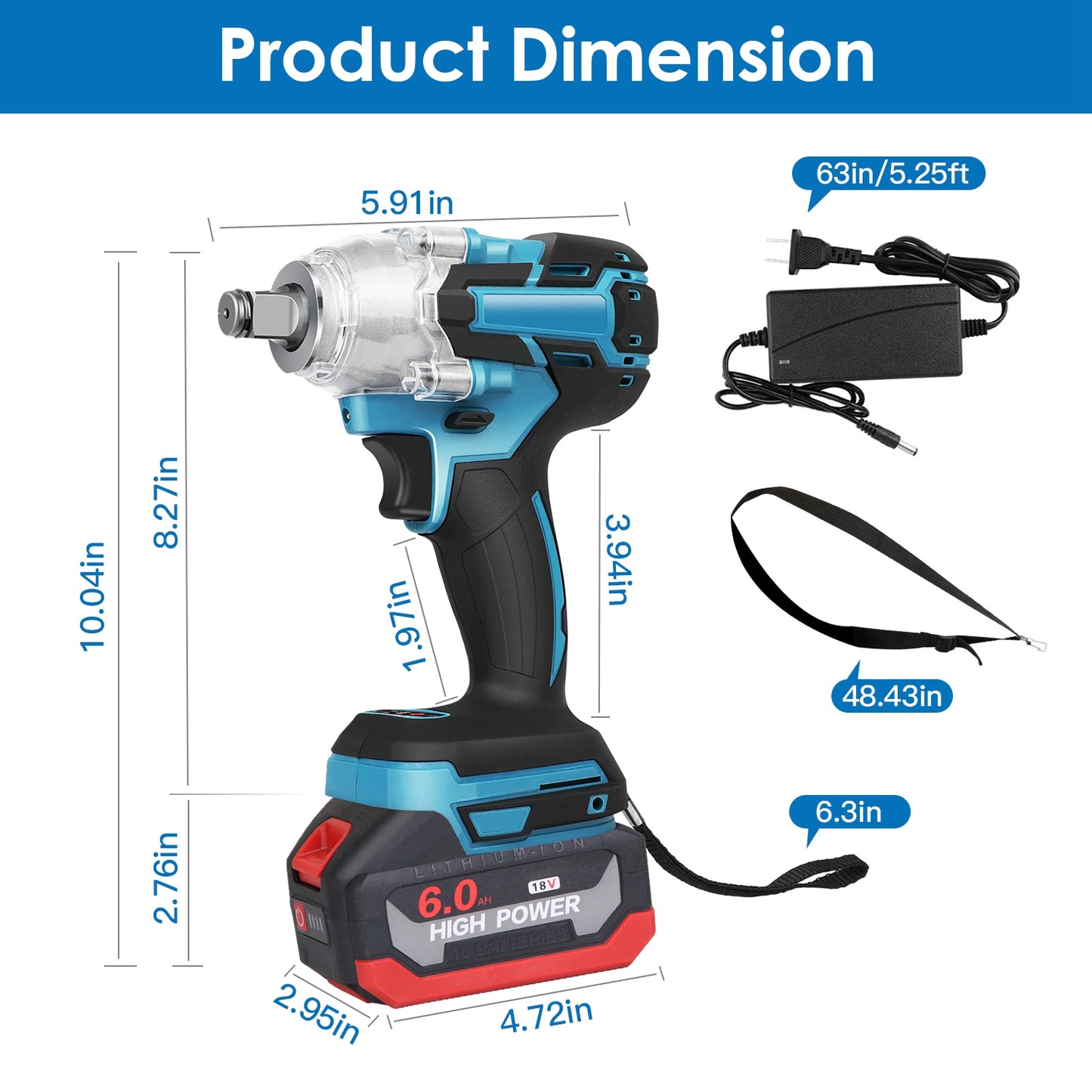 Cordless Impact Wrench 3-in-1 Brushless Power Tool with 2 Batteries, Sockets & Bits
