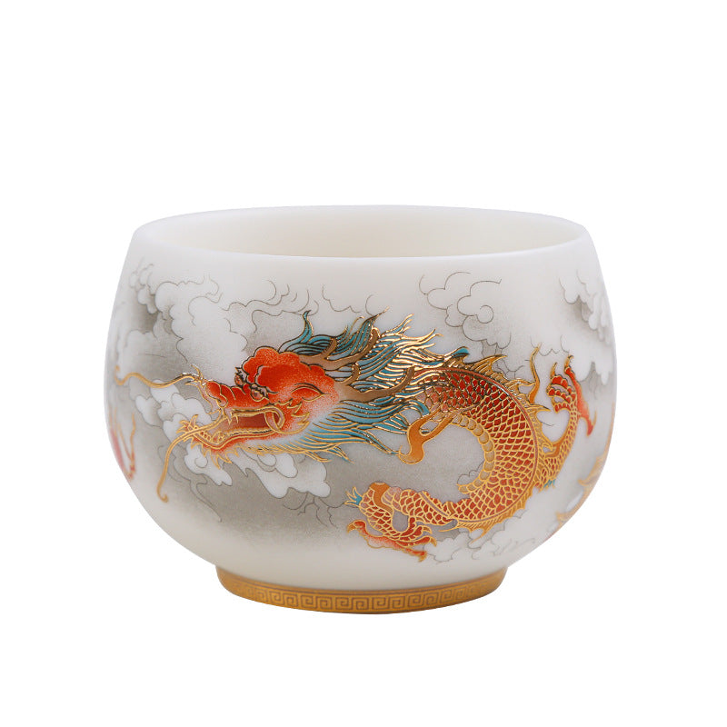 Dragon Year Gift Mutton Fat Jade Ceramic Cup - Single Drinkware