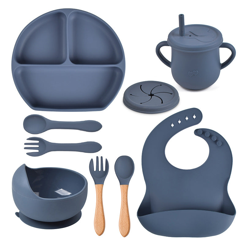 Silicone Solid Color Baby Tableware Set - Child Safe Dinnerware Kit